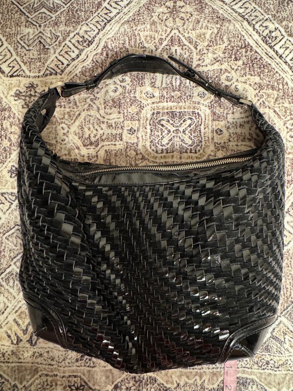 Cole 9x13" Haan Woven Leather Hobo Bag Purse